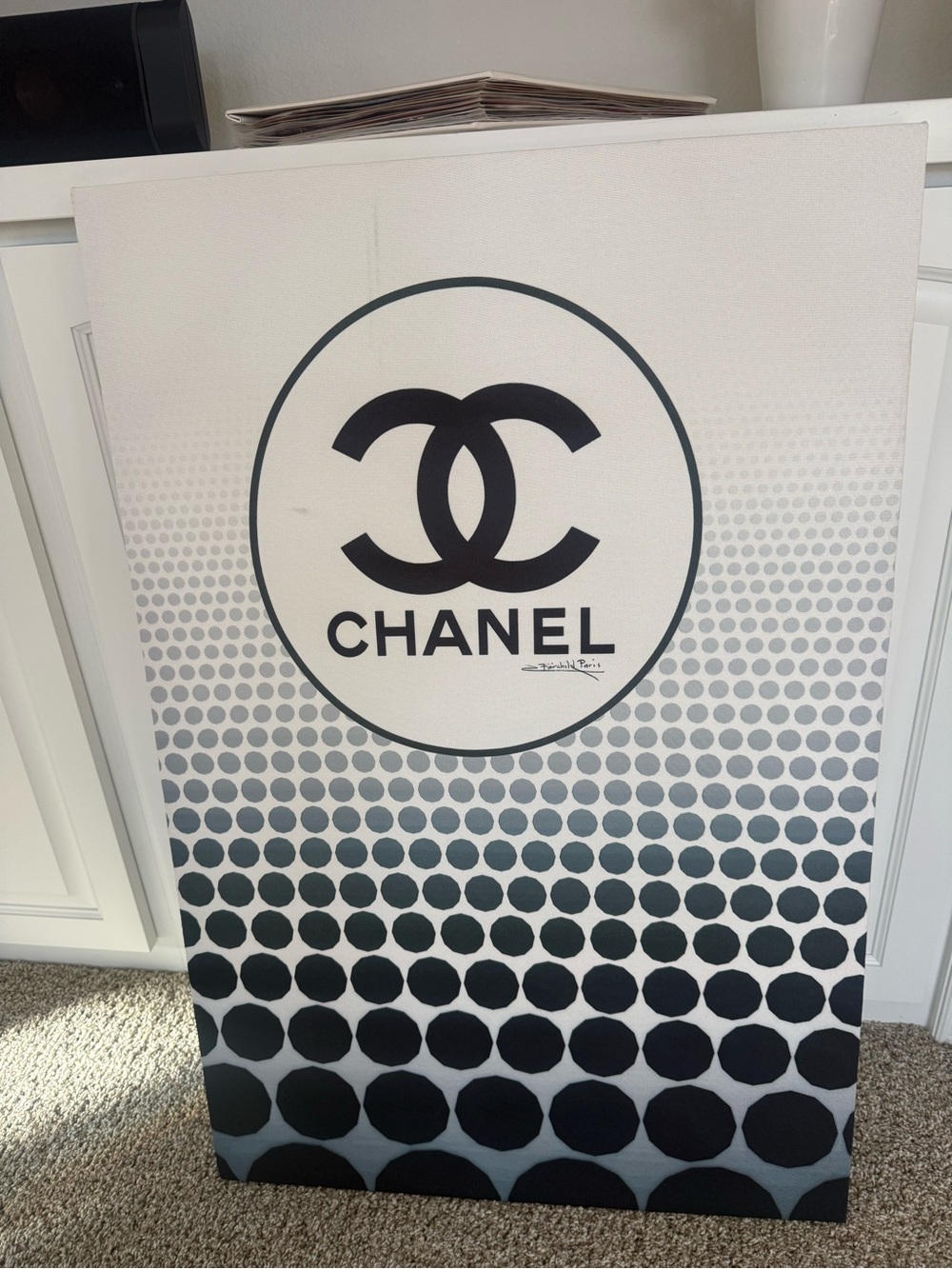 CHANEL Black and White CC Logo Canvas Art